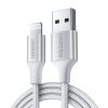 USB-A - iPhone Lightning MFi 1,5 m pītais kabelis - sudrabs