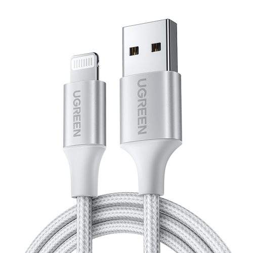 USB-A - iPhone Lightning MFi 1,5 m pītais kabelis - sudrabs