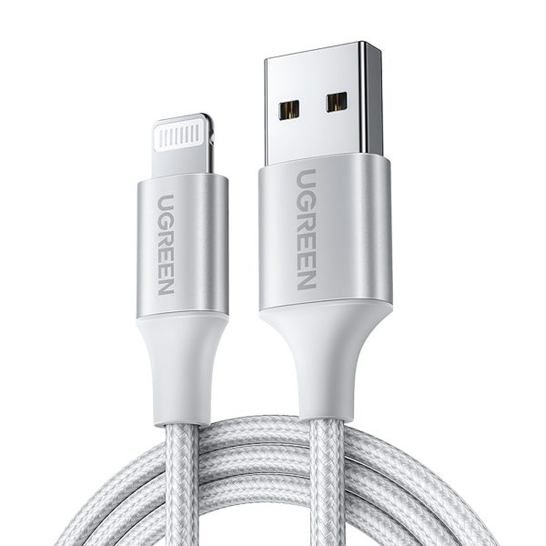 USB-A - iPhone Lightning MFi 1,5 m pītais kabelis - sudrabs