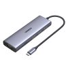 USB-C centrmezgla adapteris - 3x USB-A 3.0 / HDMI / VGA / RJ45 / SD / TF karšu lasītājs / USB-C PD - pelēks