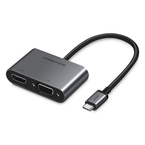 Adaptera sadalītājs USB-C - HDMI / VGA / USB-A 3.0 / USB-C PD - Pelēks