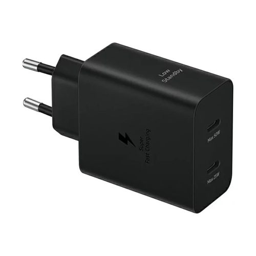 Samsung strāvas adapteris Duo 2x USB-C 50W sienas lādētājs - melns