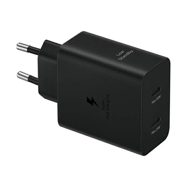 Samsung strāvas adapteris Duo 2x USB-C 50W sienas lādētājs - melns