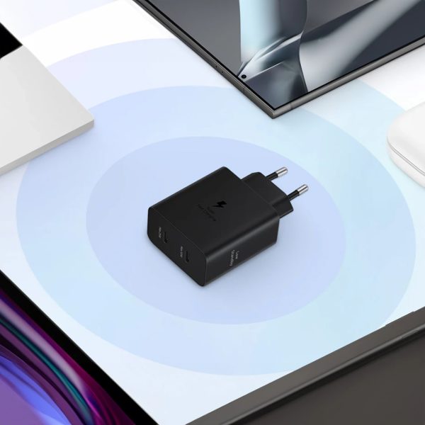 Samsung strāvas adapteris Duo 2x USB-C 50W sienas lādētājs - melns