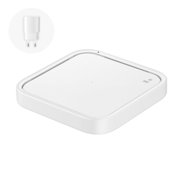 Samsung bezvadu lādētāja paliktnis 15 W induktīvais lādētājs + sienas lādētājs un USB-C kabelis - balts