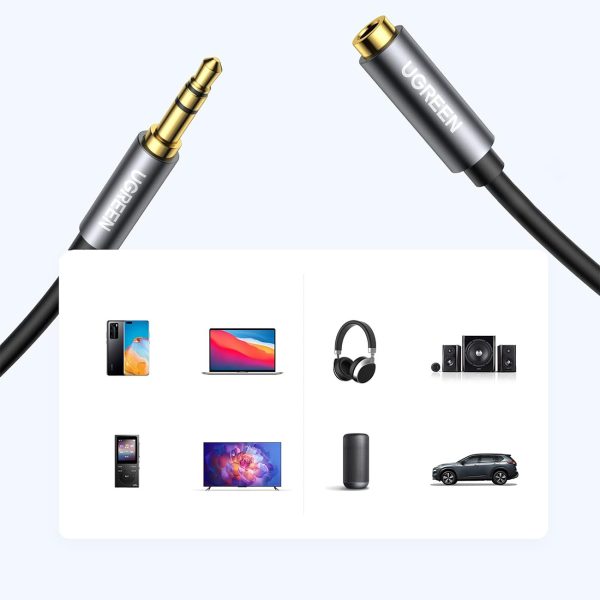 Audio pagarinātāja kabelis ar mini ligzdu 3,5 mm, 5 m - sudrabs