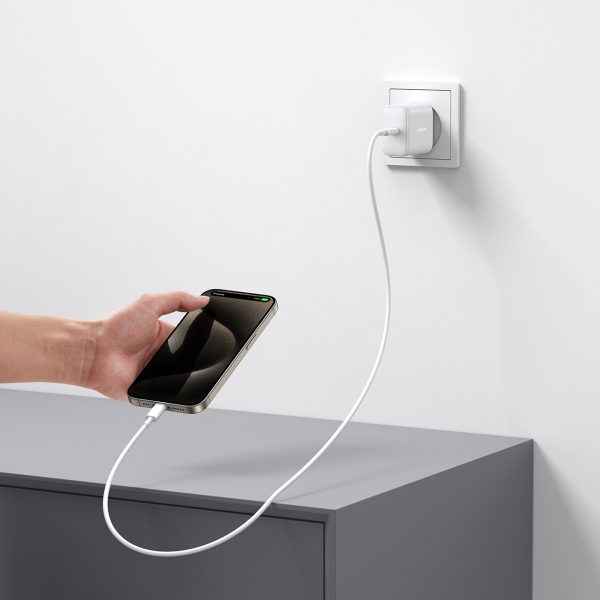 USB-C PD 30W QC SFC sienas lādētājs - balts