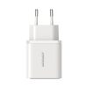 USB-C - USB-A 30W PD sienas lādētājs - balts