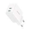 2x USB-C 20W PD QC 3.0 sienas lādētājs - balts