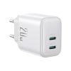 2x USB-C 20W PD QC 3.0 sienas lādētājs - balts