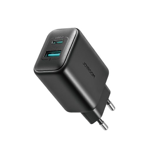 USB-C un USB-A 25 W SFC PPS PD sienas lādētājs — melns