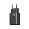 USB-C un USB-A 25 W SFC PPS PD sienas lādētājs — melns