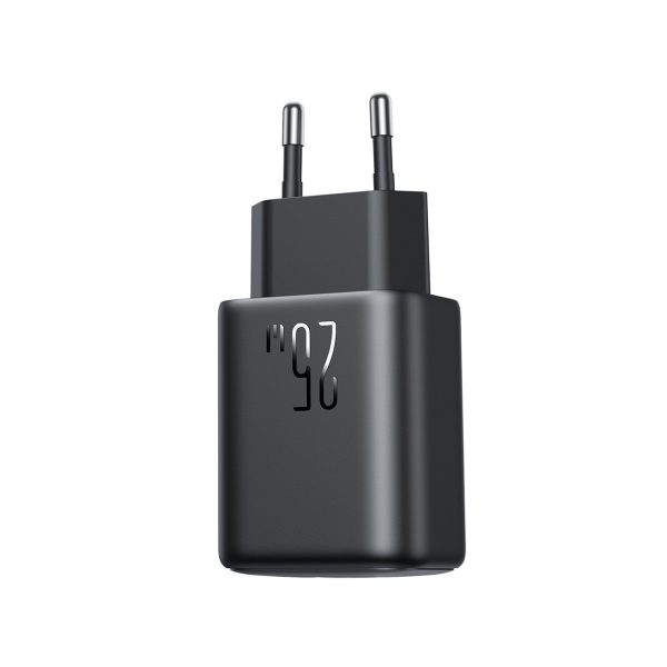 USB-C un USB-A 25 W SFC PPS PD sienas lādētājs — melns