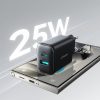 USB-C un USB-A 25 W SFC PPS PD sienas lādētājs — melns