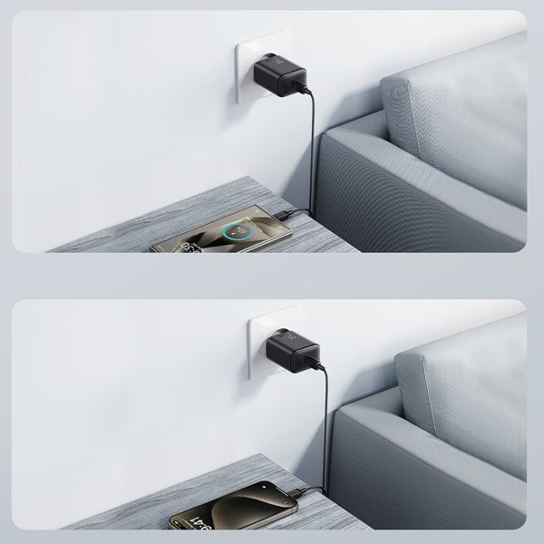 USB-C 25W SFC PPS PD sienas lādētājs - melns