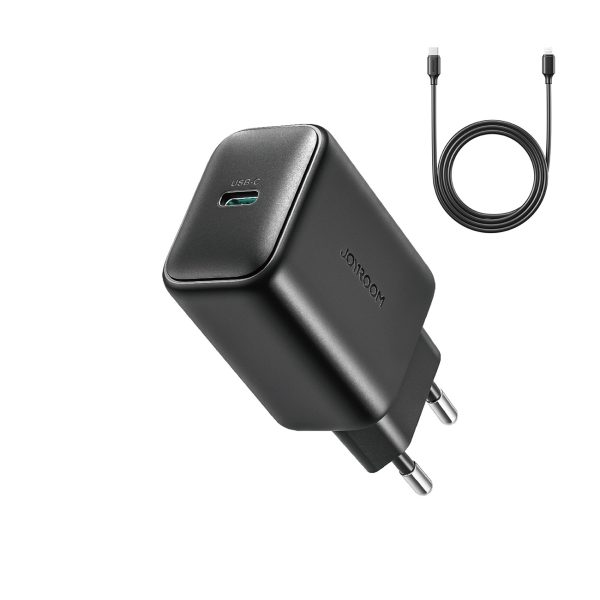 USB-C 25W SFC PPS PD sienas lādētājs + 1m USB-C kabelis - melns