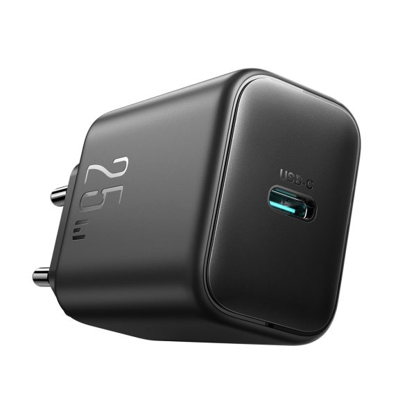 USB-C 25W SFC PPS PD sienas lādētājs + 1m USB-C kabelis - melns
