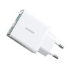 Mazs un īpaši plāns 20 W USB-A USB-C sienas lādētājs — balts