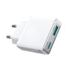 Mazs un īpaši plāns 20 W USB-A USB-C sienas lādētājs — balts