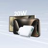 Mazs un īpaši plāns 20 W USB-A USB-C sienas lādētājs — balts