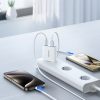 Mazs un īpaši plāns 20 W USB-A USB-C sienas lādētājs — balts