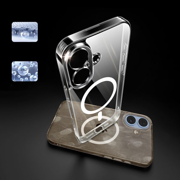 Elegants, caurspīdīgs magnētisks iPhone 16 Plus vāciņš - caurspīdīgs