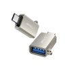 USB-C (vīriešu) - USB-A (sieviešu) adapteris ar aukliņas cilpu - sudrabs