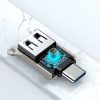 USB-C (vīriešu) - USB-A (sieviešu) adapteris ar aukliņas cilpu - sudrabs