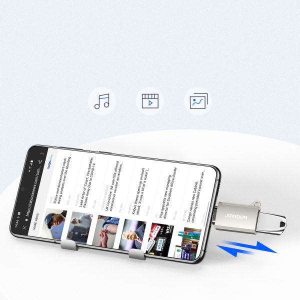 USB-C (vīriešu) - USB-A (sieviešu) adapteris ar aukliņas cilpu - sudrabs