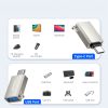 USB-C (vīriešu) - USB-A (sieviešu) adapteris ar aukliņas cilpu - sudrabs