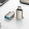 USB-C (vīriešu) - USB-A (sieviešu) adapteris ar aukliņas cilpu - sudrabs