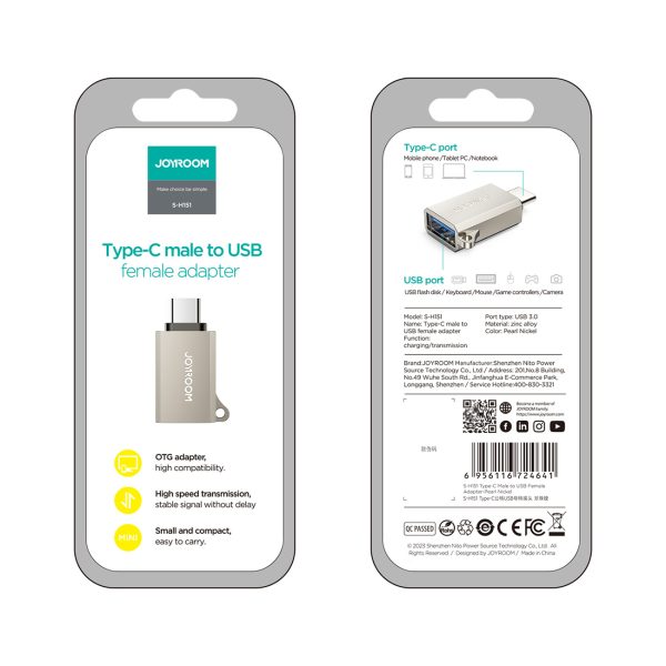 USB-C (vīriešu) - USB-A (sieviešu) adapteris ar aukliņas cilpu - sudrabs