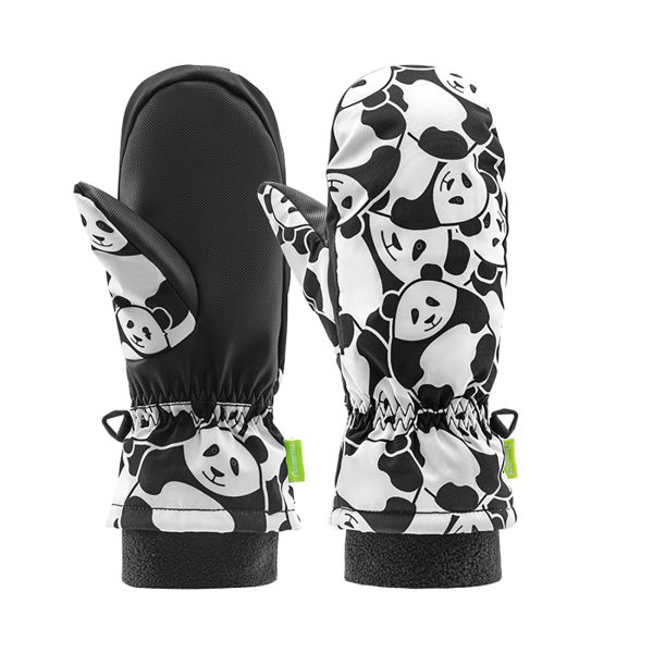 Panda Heat bērnu slēpošanas cimdi bez pirkstiem S izmērs - melni/balti