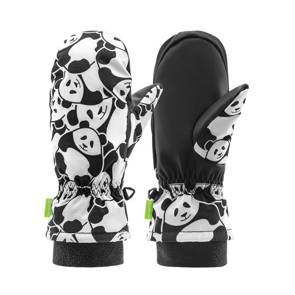 Panda Heat bērnu slēpošanas cimdi bez pirkstiem S izmērs - melni/balti