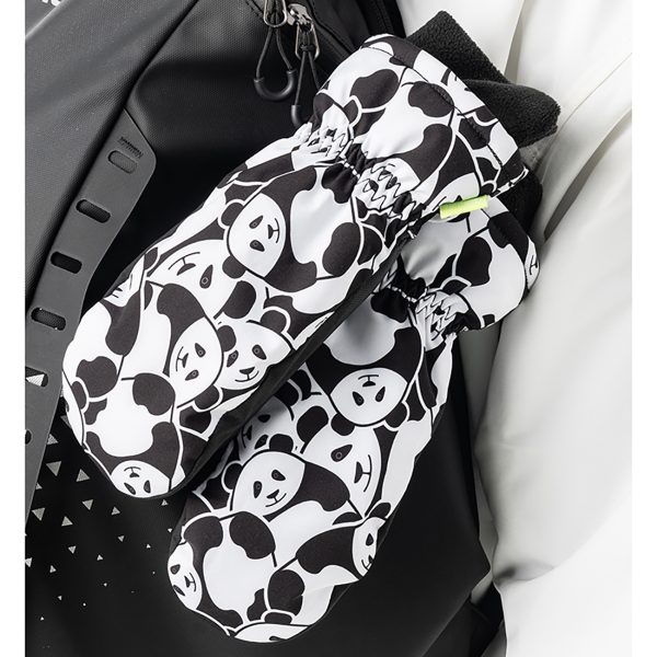 Panda Heat bērnu slēpošanas cimdi bez pirkstiem S izmērs - melni/balti