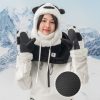 Panda slēpošanas cimdi bērniem un pieaugušajiem S izmērs - melni/balti