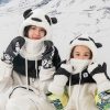 Panda slēpošanas cimdi bērniem un pieaugušajiem S izmērs - melni/balti