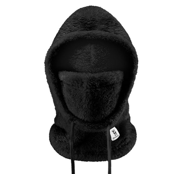 Silta kažokādas balaklava ziemas slēpošanai Arctic Velvet L izmērs - melna