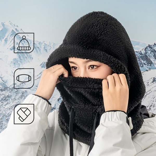 Silta kažokādas balaklava ziemas slēpošanai Arctic Velvet L izmērs - melna