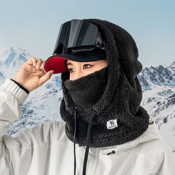 Silta kažokādas balaklava ziemas slēpošanai Arctic Velvet L izmērs - melna