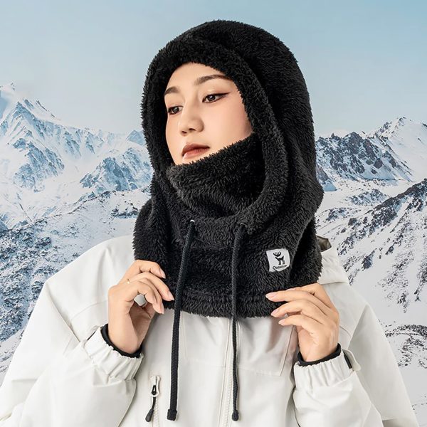 Silta kažokādas balaklava ziemas slēpošanai Arctic Velvet L izmērs - melna