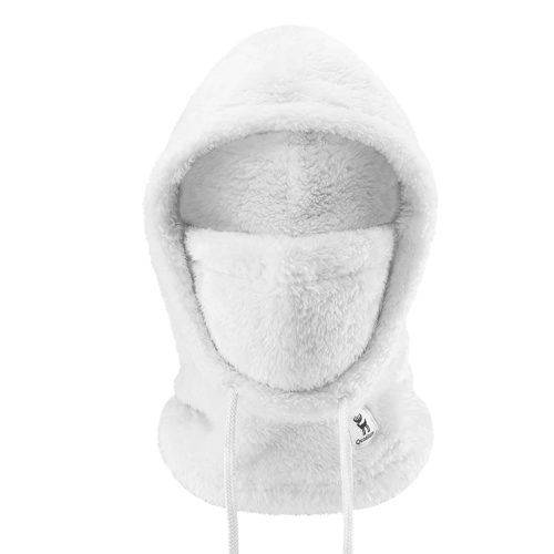 Silta kažokādas balaklava ziemas slēpošanai Arctic Velvet L izmērs - balta