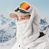 Silta kažokādas balaklava ziemas slēpošanai Arctic Velvet L izmērs - balta