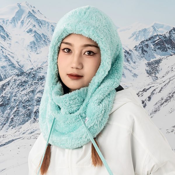 Silta kažokādas balaklava ziemas slēpošanai Arctic Velvet M izmērs - piparmētru