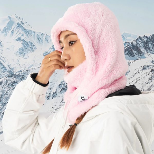 Silta kažokādas balaklava ziemas slēpēm Arctic Velvet L izmērs - rozā