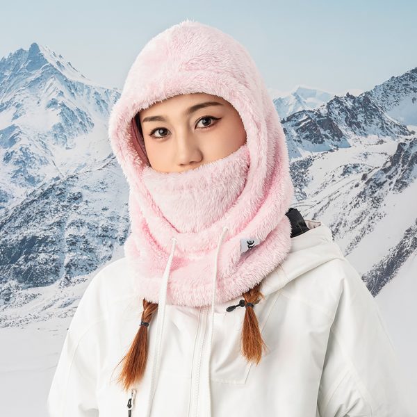 Silta kažokādas balaklava ziemas slēpēm Arctic Velvet L izmērs - rozā