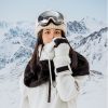 Silta ziemas balaklava no Panda kažokādas bērniem un pieaugušajiem L izmērs - melna/balta