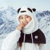 Silta ziemas balaklava no Panda kažokādas bērniem un pieaugušajiem L izmērs - melna/balta