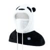 Silta ziemas balaklava no Panda kažokādas bērniem un pieaugušajiem L izmērs - melna/balta