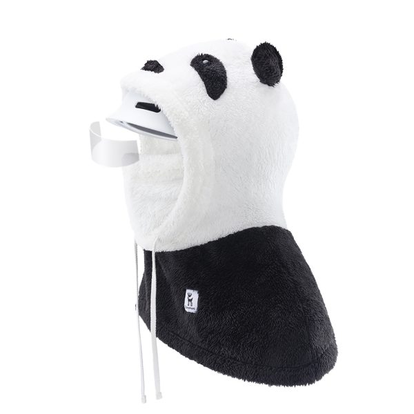 Silta ziemas balaklava no Panda kažokādas bērniem un pieaugušajiem L izmērs - melna/balta